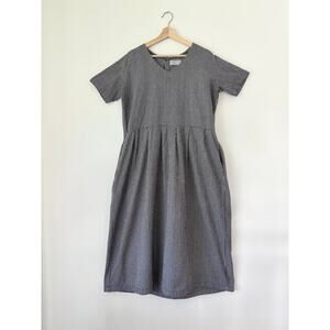 Liz Alig Black & White Gingham Midi Dress- Size Large, Slow Fashion, Fair trade